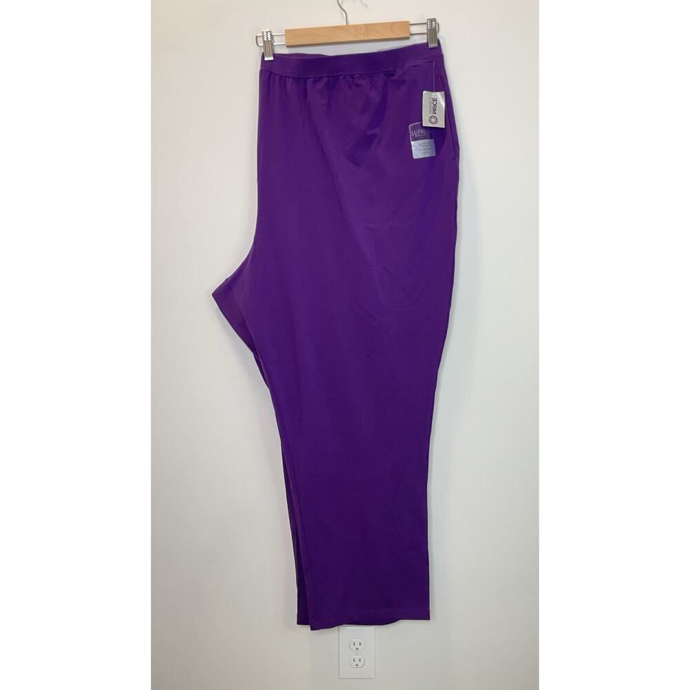 NWT Catherines Suprema Collection Cotton Knit Capri Pants Purple 5X (34/36) - Picture 2 of 12
